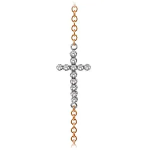 0.18 Carat 14K Solid Rose Gold Cross Bracelet Natural Diamond