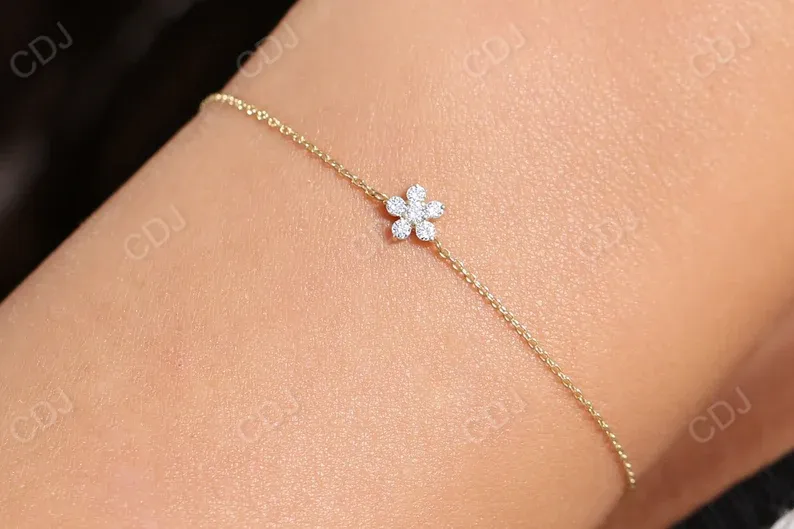 0.18CTW Moissanite Round Flower Design Bracelet