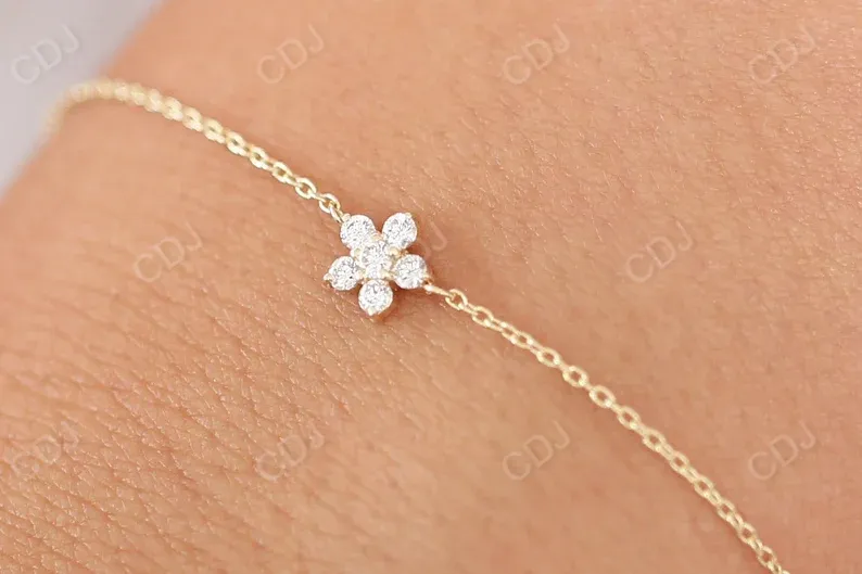 0.18CTW Moissanite Round Flower Design Bracelet