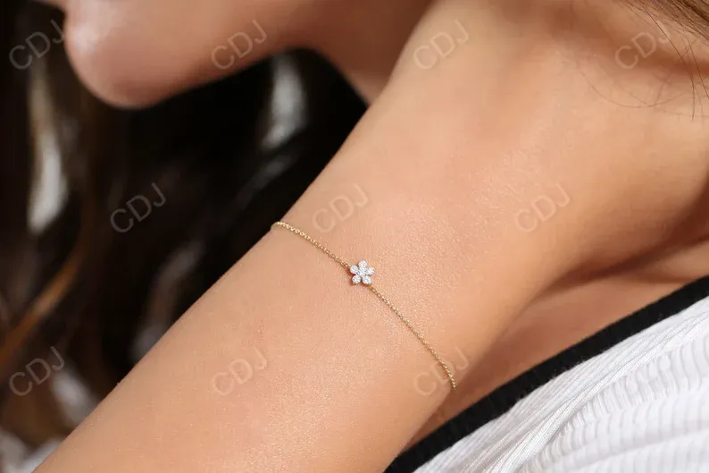 0.18CTW Moissanite Round Flower Design Bracelet