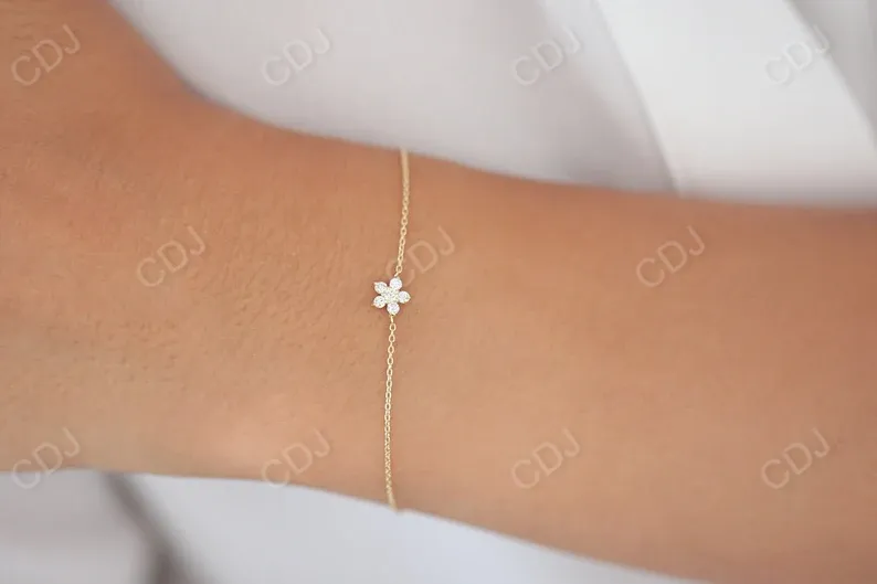 0.18CTW Moissanite Round Flower Design Bracelet