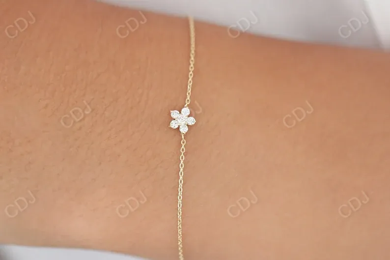 0.18CTW Moissanite Round Flower Design Bracelet