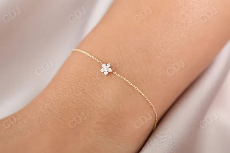 0.18CTW Moissanite Round Flower Design Bracelet