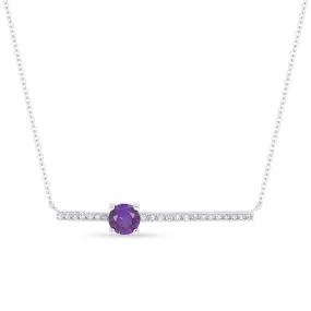 0.24Ct Amethyst Necklace In 14K White Gold