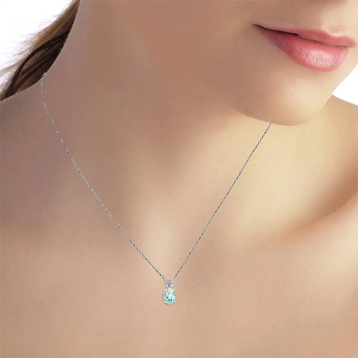 0.75 Carat 14K Solid White Gold Seen 'em All Aquamarine Necklace