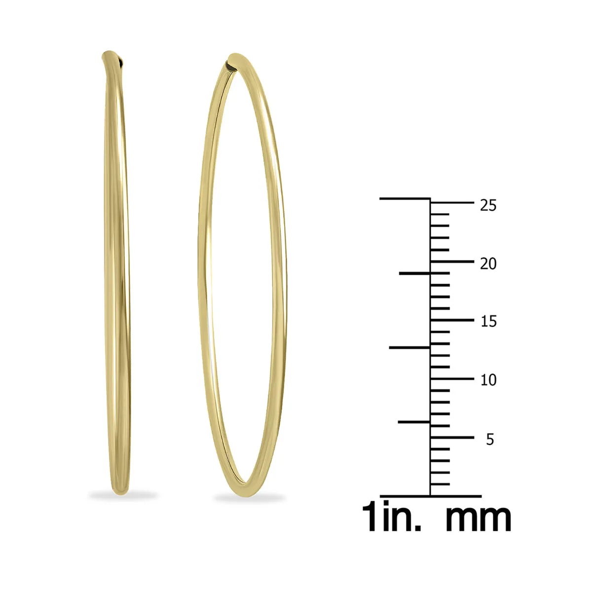 1 1/2 Inch Endless 14K Yellow Gold Filled Hoop Earrings