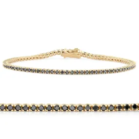 1 3/4 Ct TW Black Diamond Tennis Bracelet 14k Yellow Gold 7"