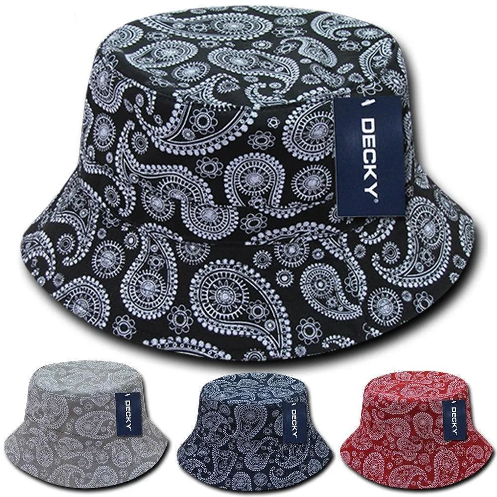 1 Dozen Decky Paisley Bandana Bucket Hat Hats Paisley Cotton Wholesale!