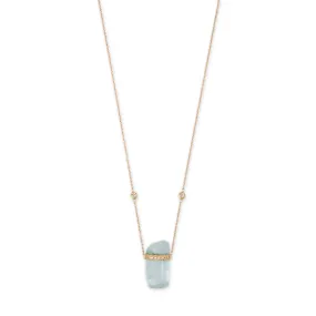 1 ROW PAVE DIAMOND CAP AQUAMARINE CRYSTAL NECKLACE