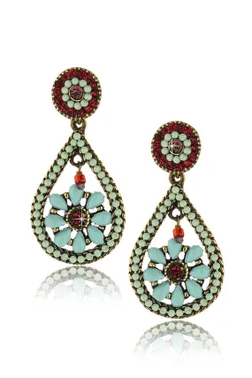 1001 NUITS Mint Flower Earrings