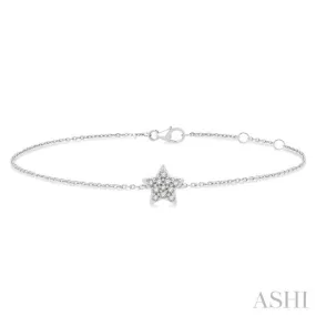 1/10 ctw Petite Star Round Cut Diamond Fashion Bracelet in 10K White Gold