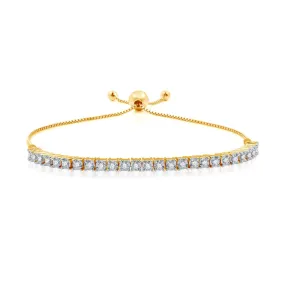 1/2 CTW Diamond 9-inch Illusion Set Bolo Bracelet in Yellow Gold Plated Sterling Silver