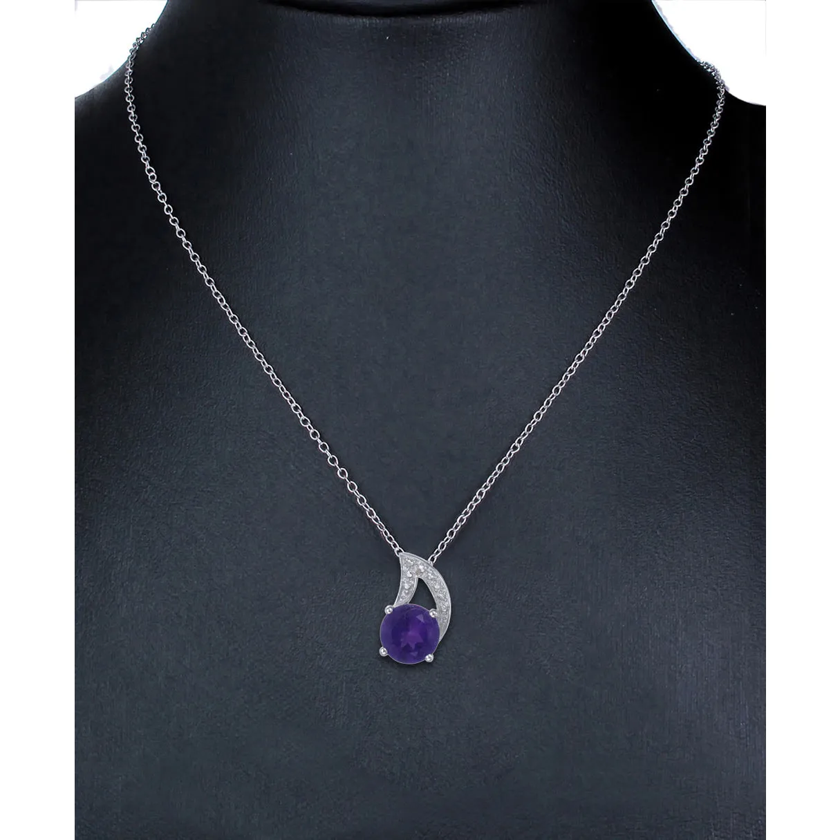 1.20 cttw Purple Amethyst Pendant Necklace .925 Sterling Silver 7 MM Round