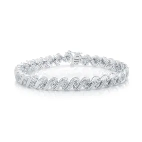 1/4 CTW Diamond Illusion Set 7.5-inch Tennis Bracelet in Rhodium Plated Sterling Silver