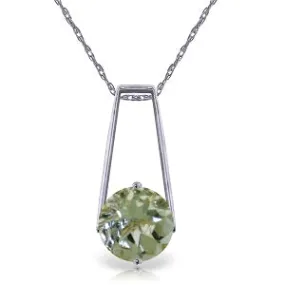 1.45 Carat 14K Solid White Gold Triumphant Green Amethyst Necklace