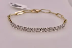 14K Diamond Paper Clip Bracelet