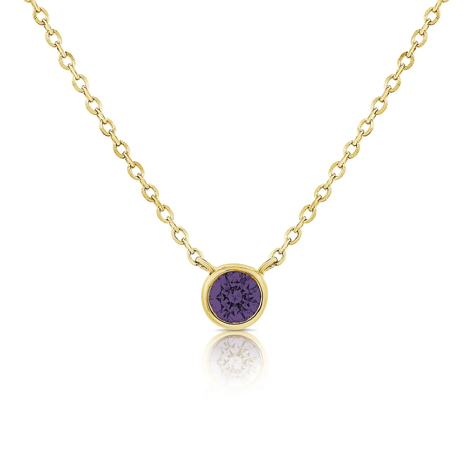 14K Gold Amethyst Bezel Necklace