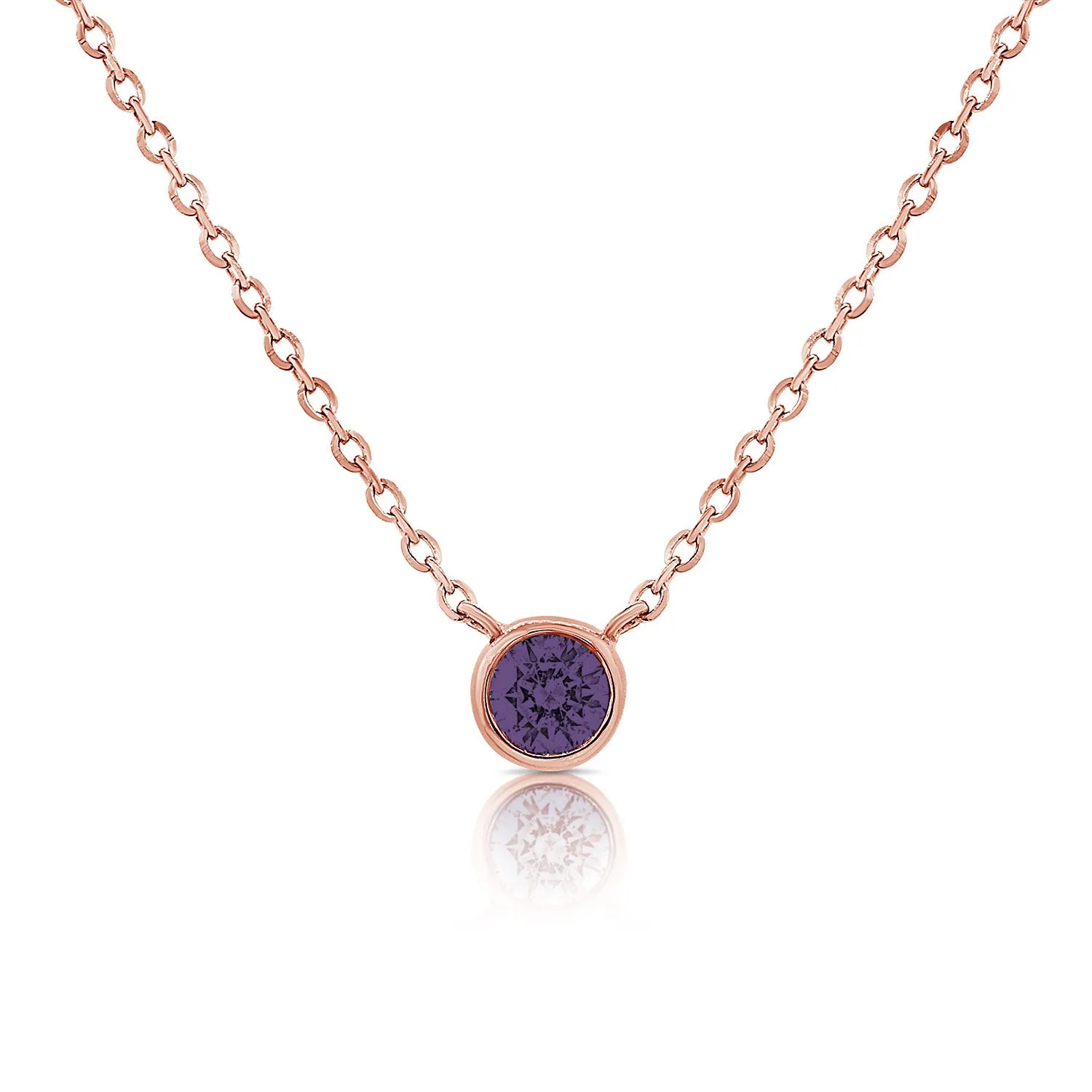 14K Gold Amethyst Bezel Necklace