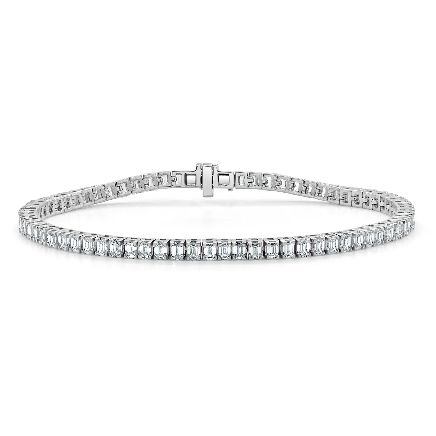 14k Gold & Emerald-Cut Diamond Tennis Bracelet - 6.02ct