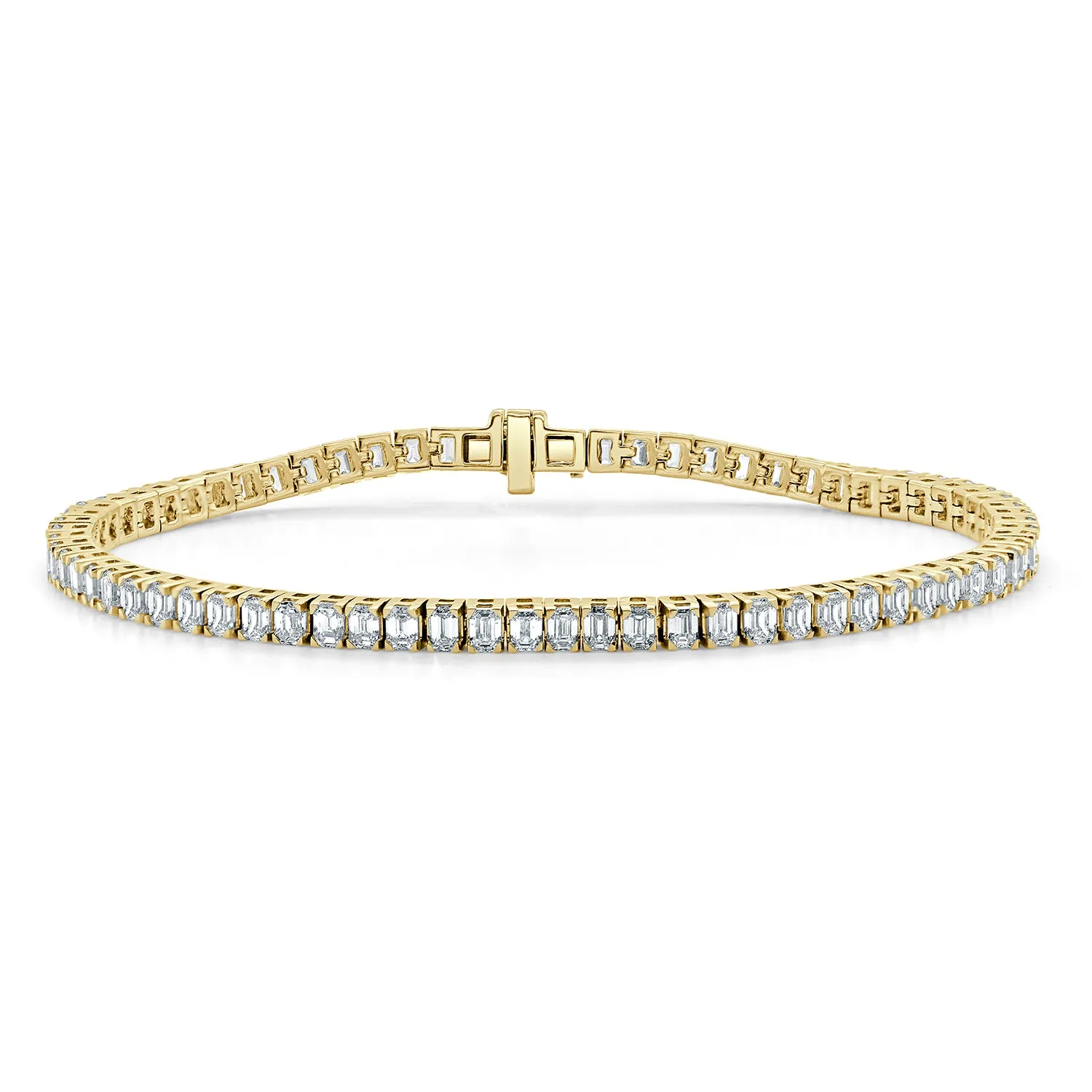 14k Gold & Emerald-Cut Diamond Tennis Bracelet - 6.02ct