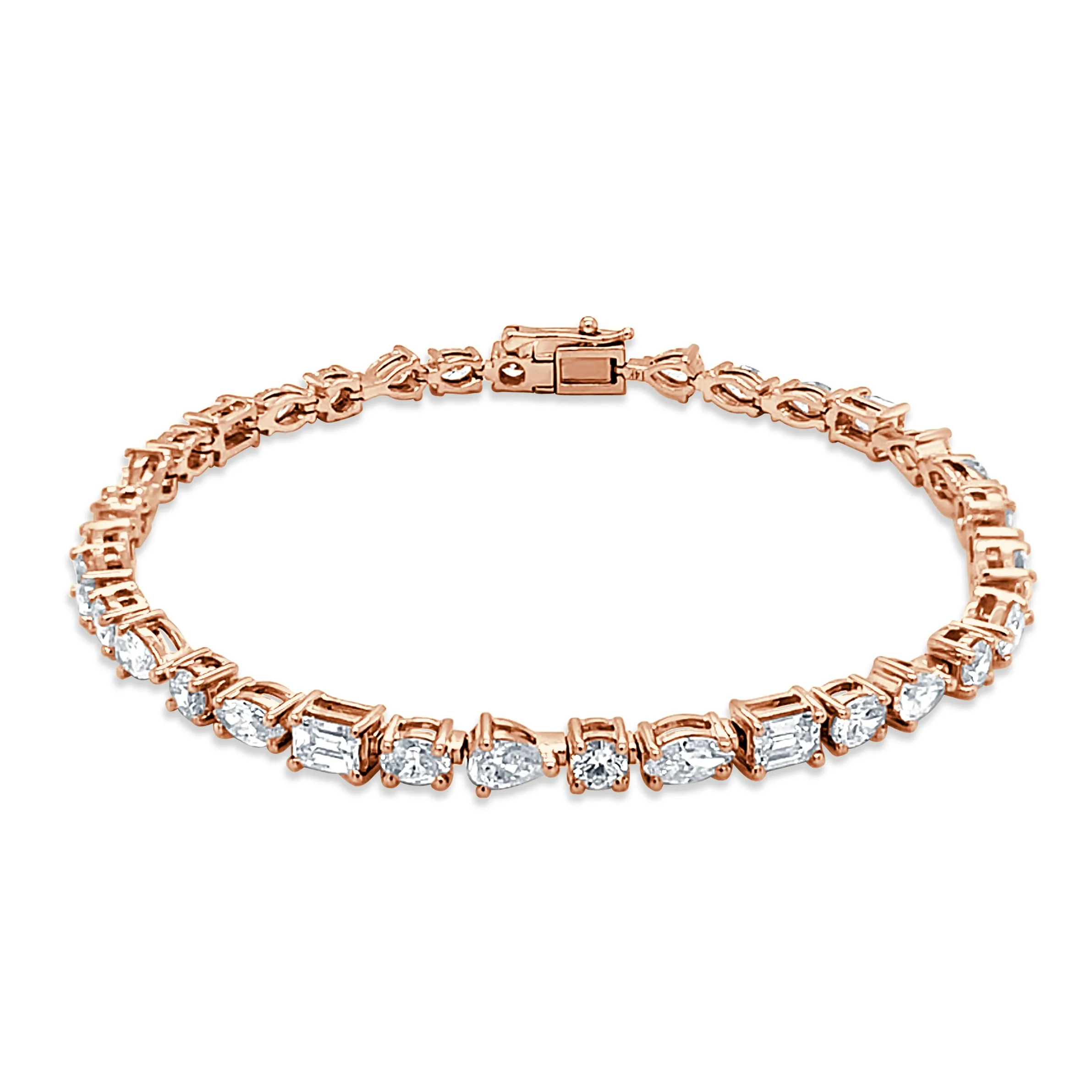 14k Gold & Fancy-Shape Diamond Tennis Bracelet - 5.62ct