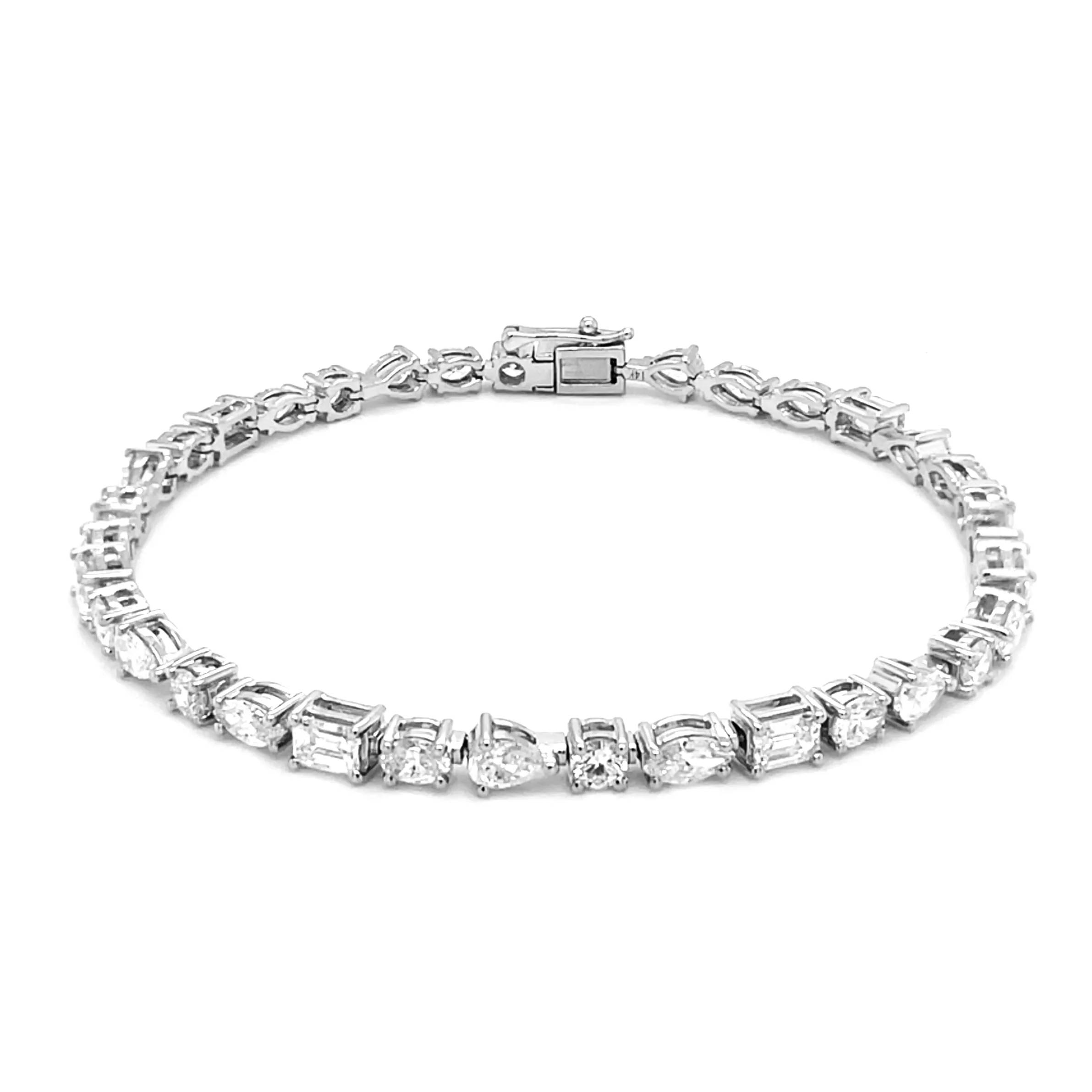 14k Gold & Fancy-Shape Diamond Tennis Bracelet - 5.62ct