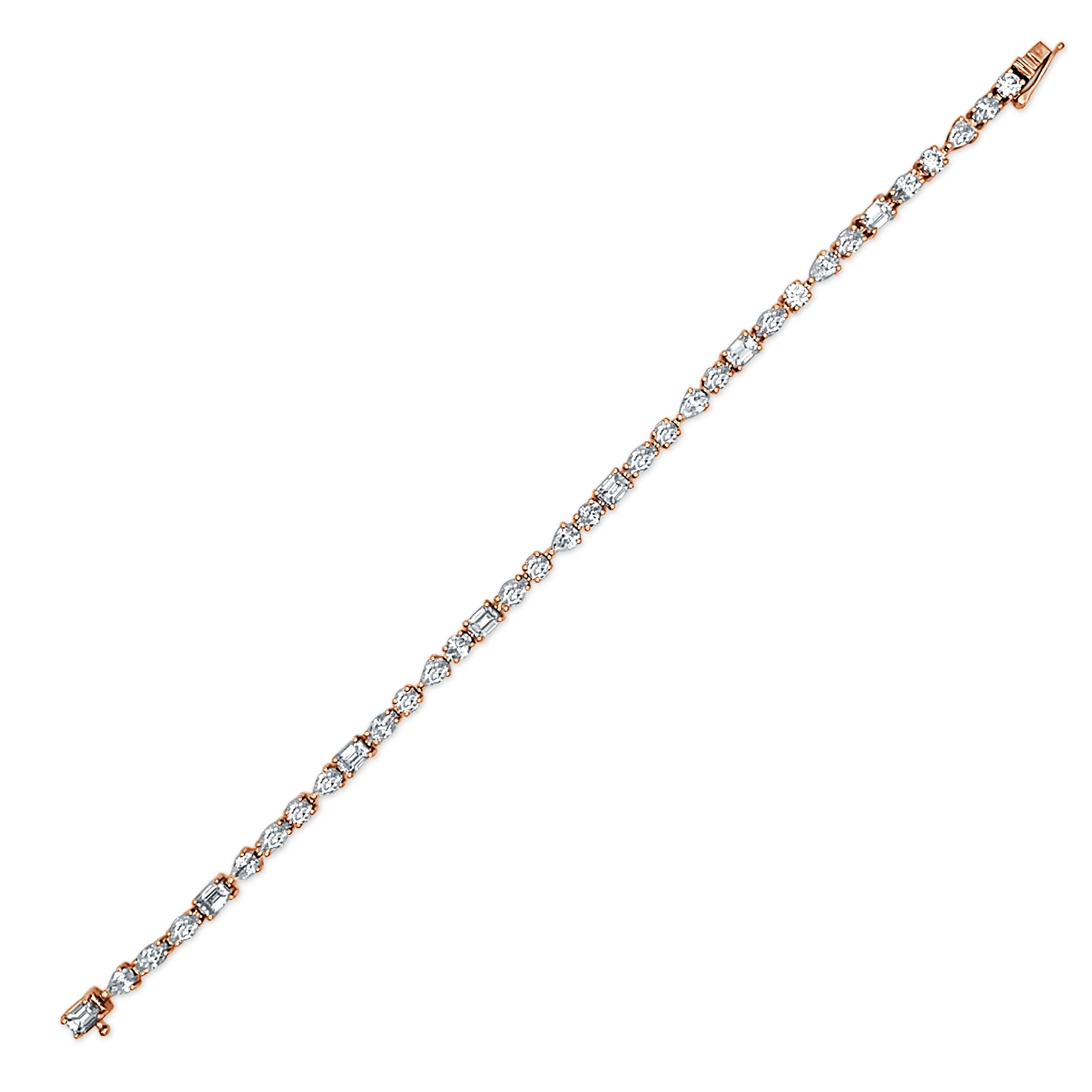 14k Gold & Fancy-Shape Diamond Tennis Bracelet - 5.62ct