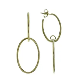 14k Gold Double Hoop Drop Earrings