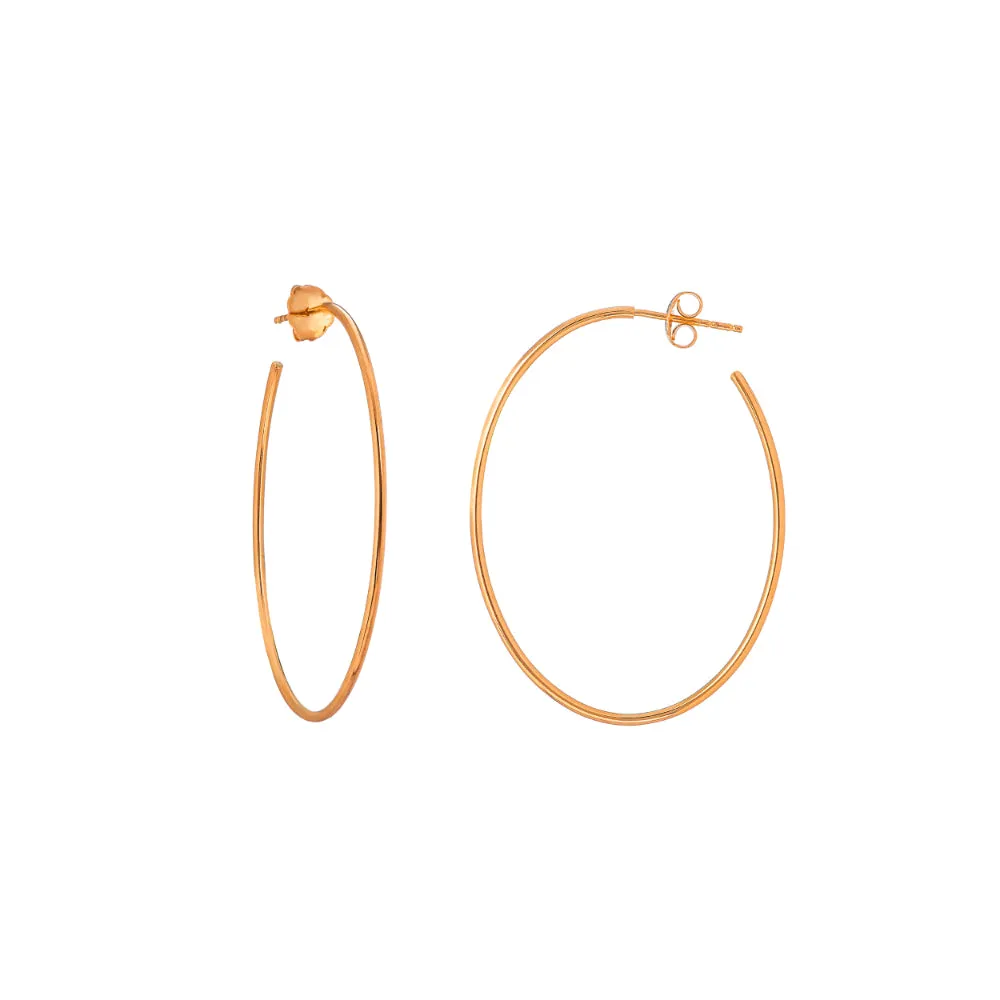 14k Gold Oval 3/4 Hoop Earrings