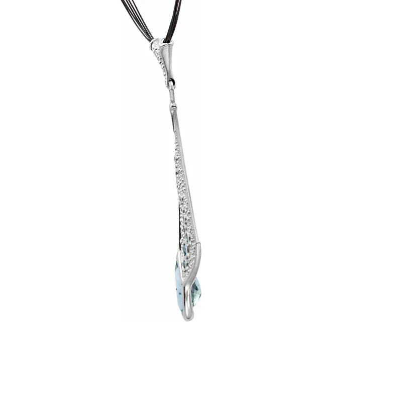 14K Gold Sting Ray Aquamarine and Topaz Pendant