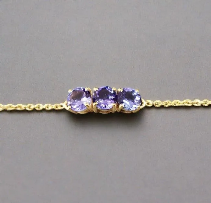 14k Gold Tanzanite Bracelet in Blue Stones