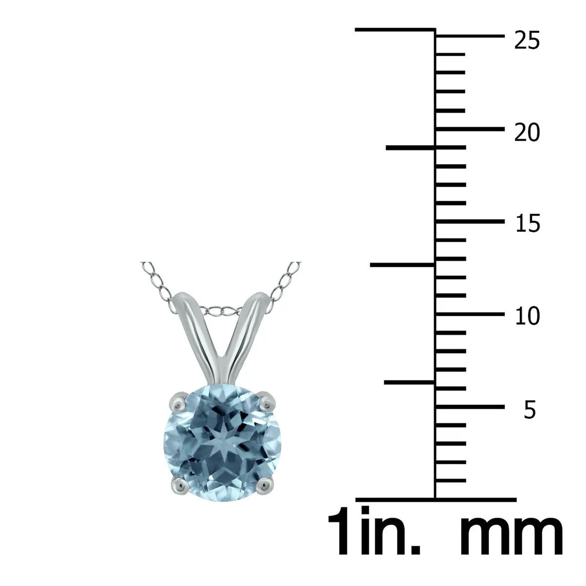 14K White Gold 4Mm Round Aquamarine Pendant