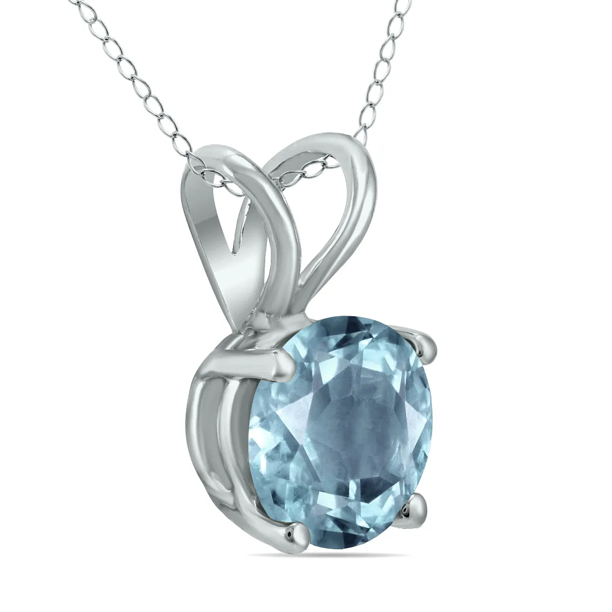 14K White Gold 4Mm Round Aquamarine Pendant