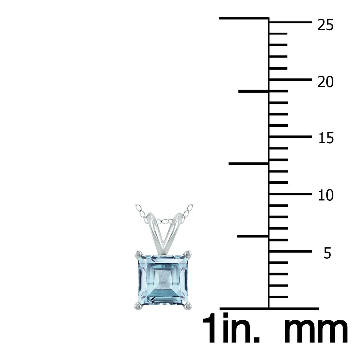 14K White Gold 5Mm Square Aquamarine Pendant