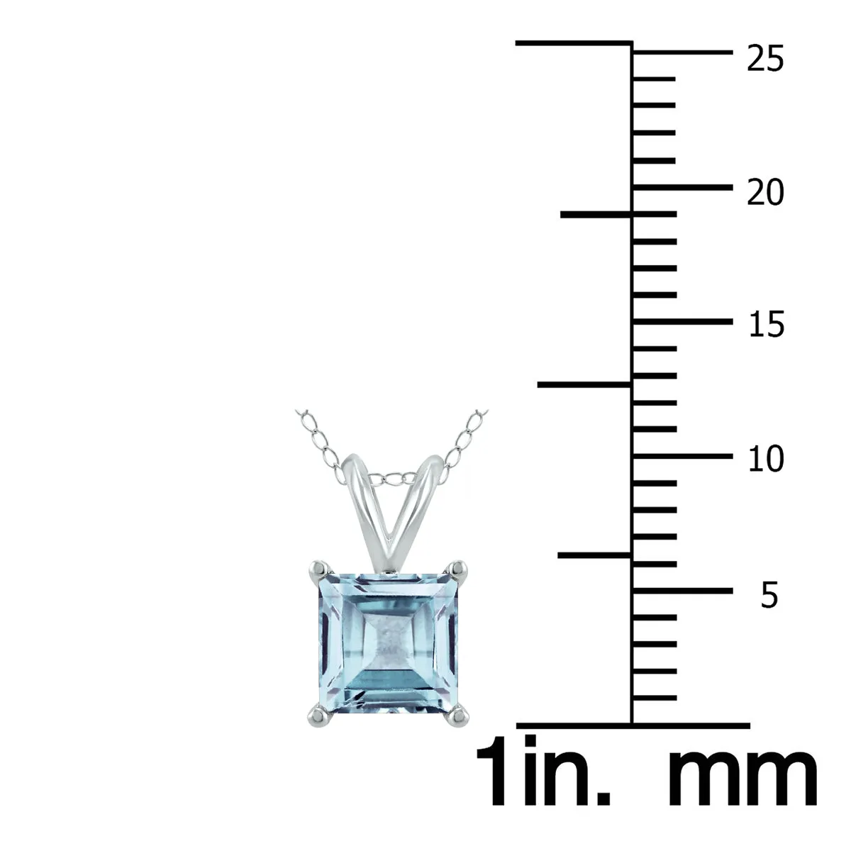 14K White Gold 6Mm Square Aquamarine Pendant