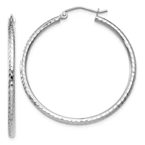 14k White Gold D-C 2MM Round Tube Hoop Earrings