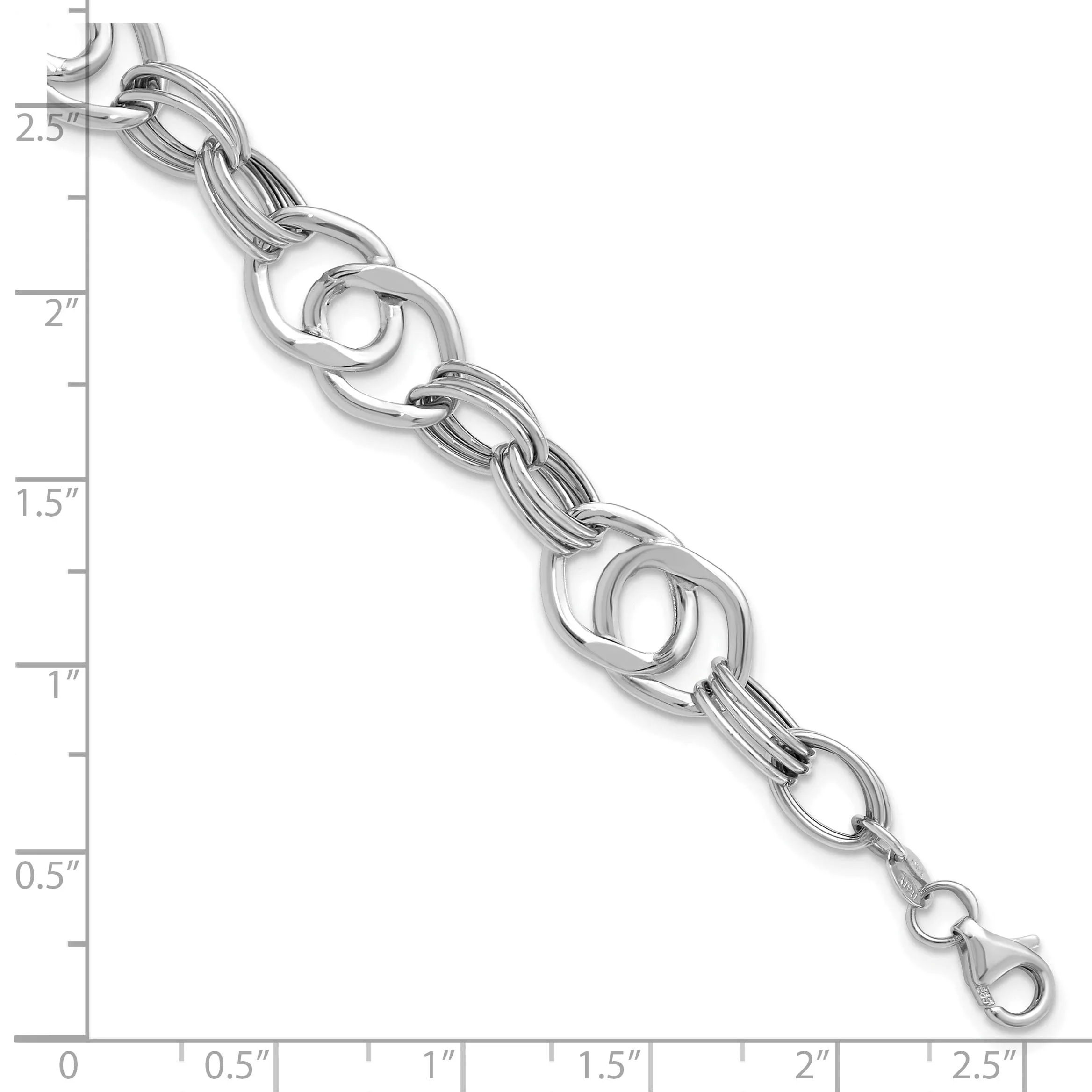 14K White Polished Fancy Link Bracelet