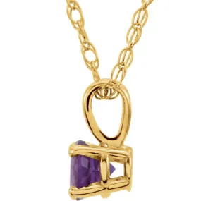 14K Yellow 3 mm Imitation Amethyst Youth Solitaire 14" Necklace