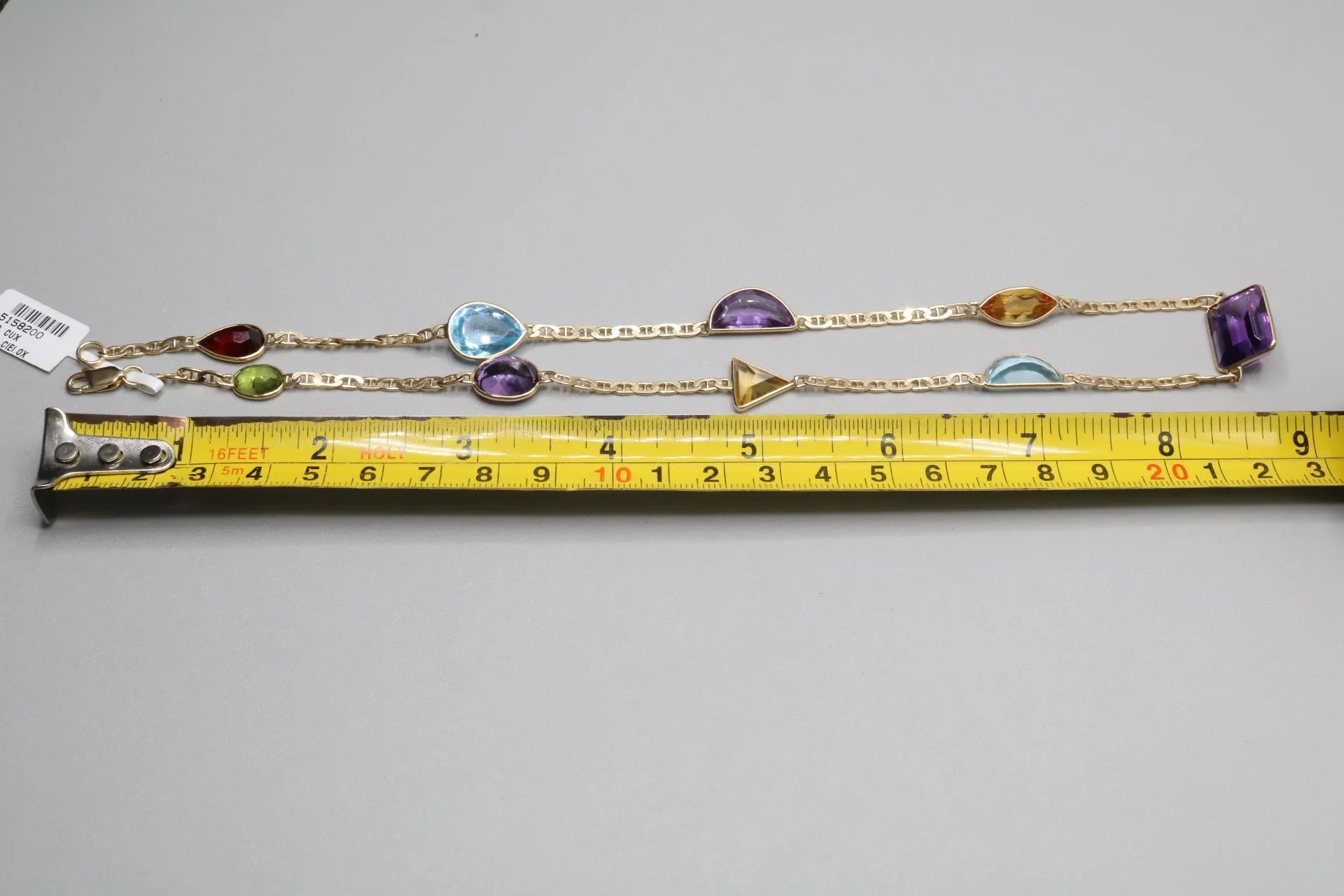 14K Yellow Gold Multi Color Stone Mariner Necklace (Local Pick-Up Only)