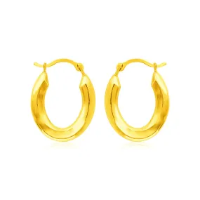 14k Yellow Gold Polished Oval Hoop Earrings