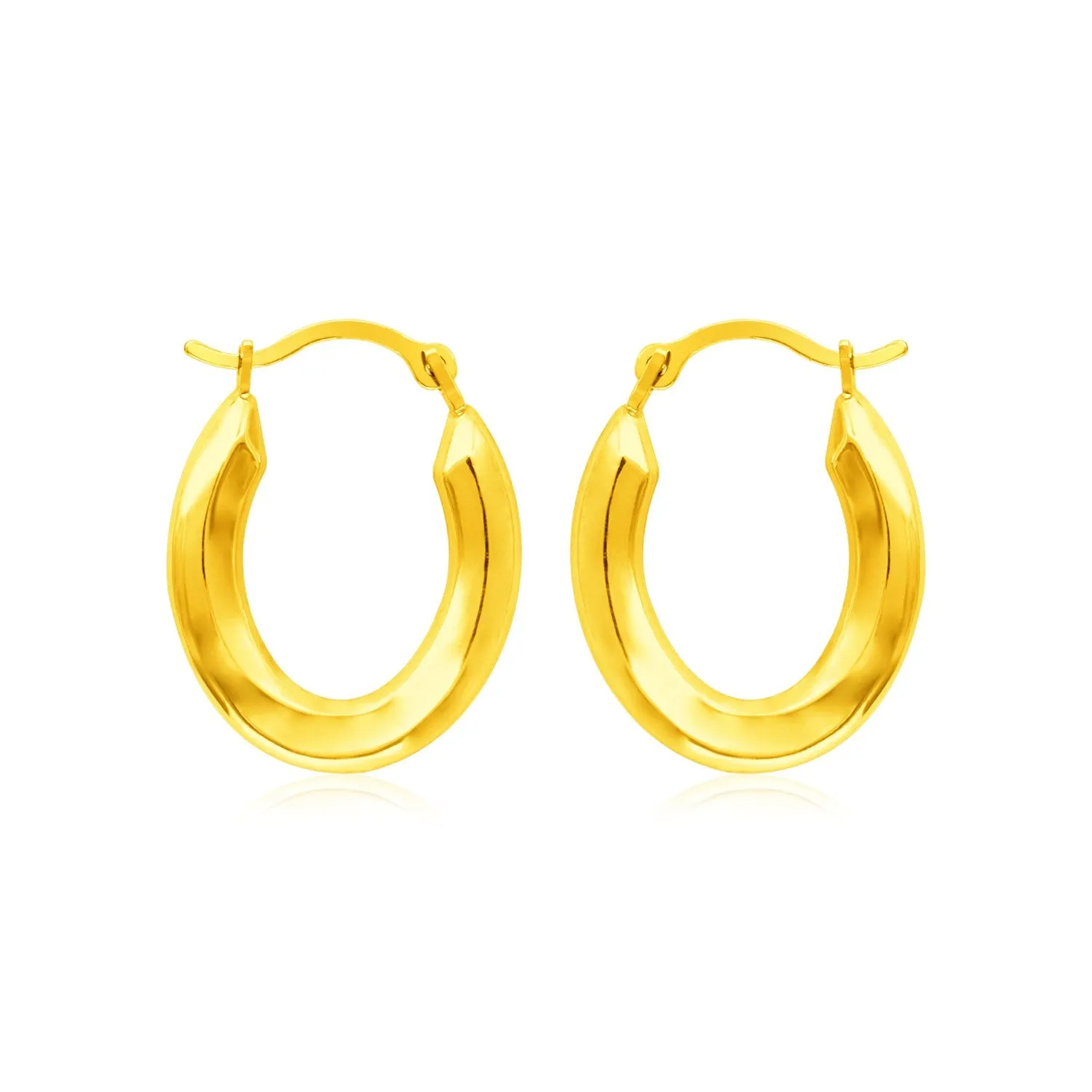 14k Yellow Gold Polished Oval Hoop Earrings