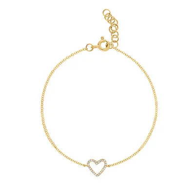 14KT GOLD DIAMOND OUTLINE HEART BRACELET