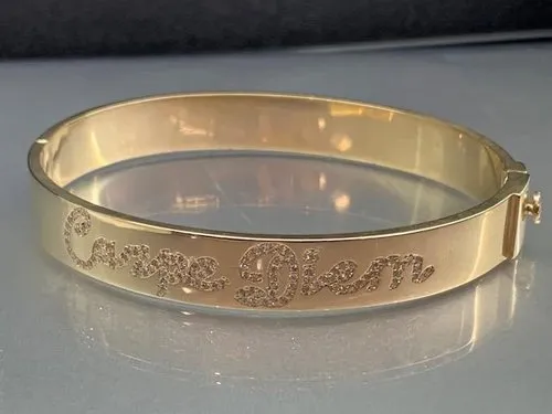 14kt Gold Engraved Bracelet - Script or Block (Customizable)