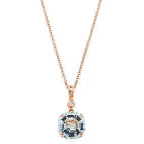 18ct Rose Gold Aquamarine & Diamond Octavia Pendant