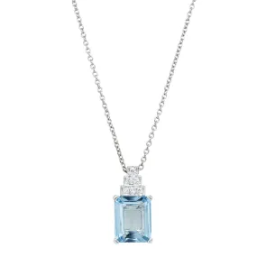 18ct White Gold Aquamarine & Diamond Maya Pendant