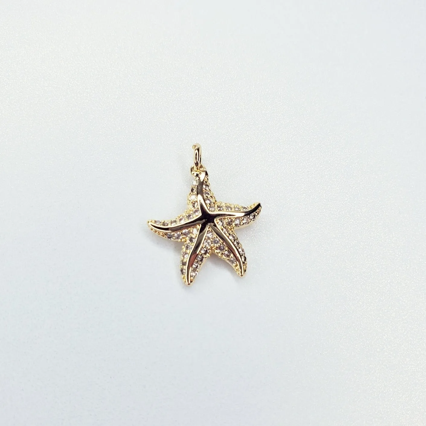 18K Gold Filled Starfish Micro Pave Cubic Zirconia Charm