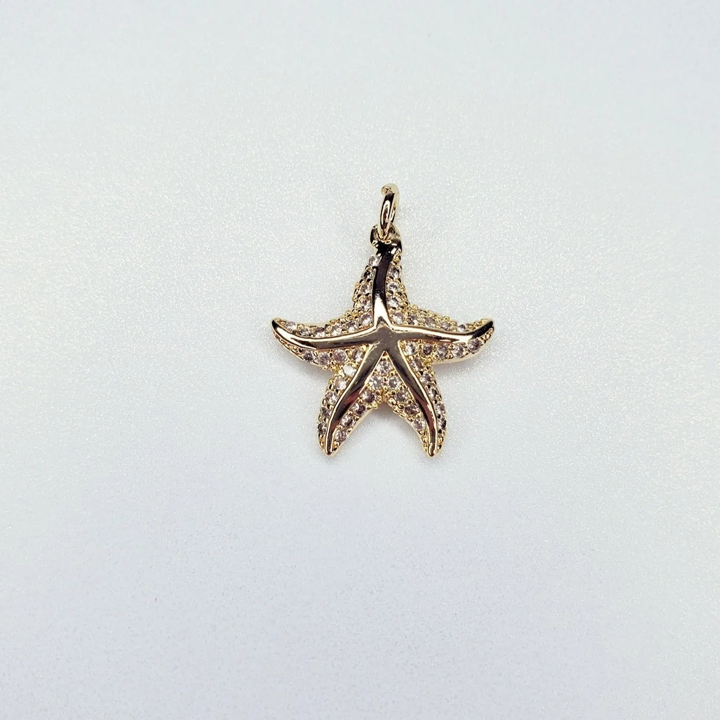 18K Gold Filled Starfish Micro Pave Cubic Zirconia Charm