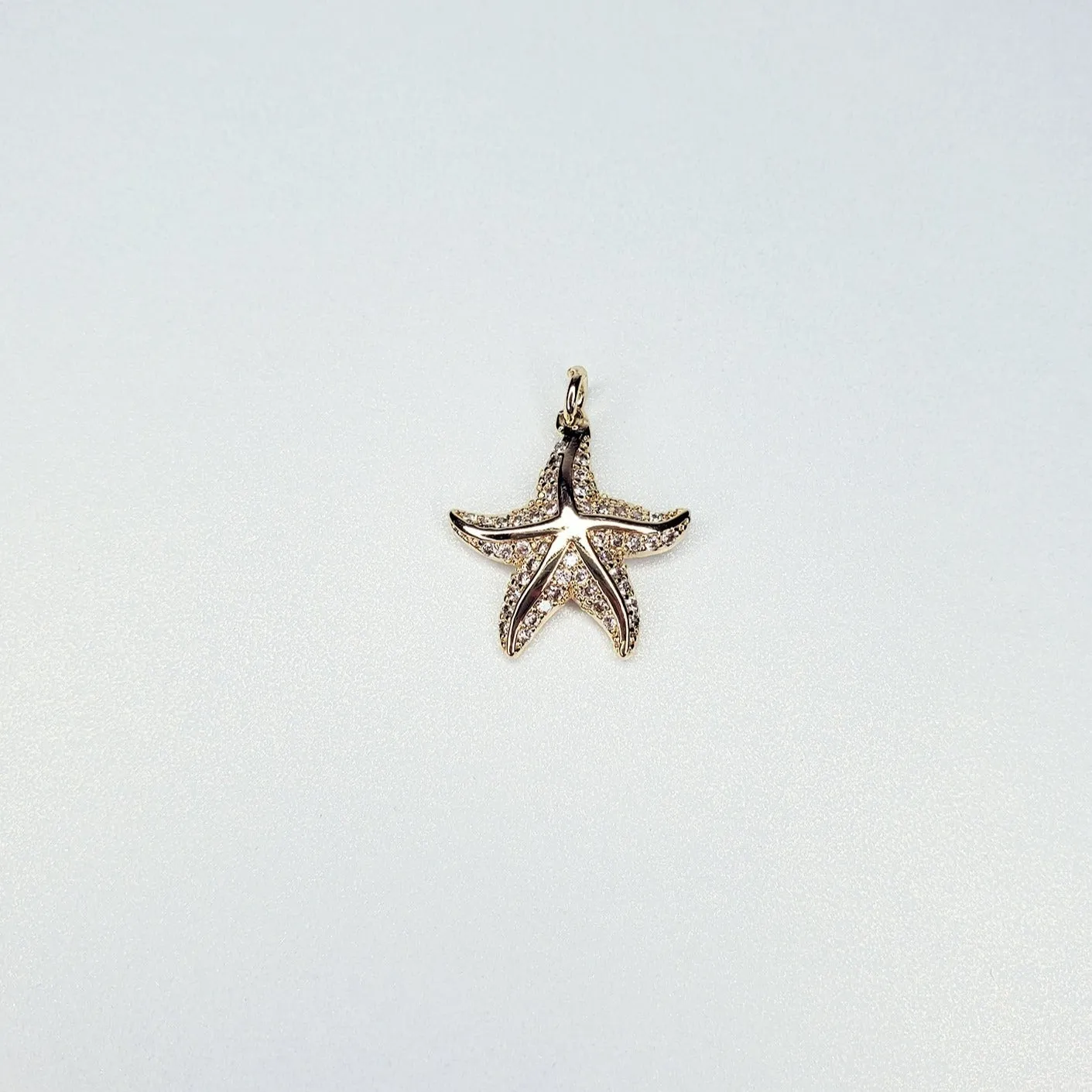 18K Gold Filled Starfish Micro Pave Cubic Zirconia Charm