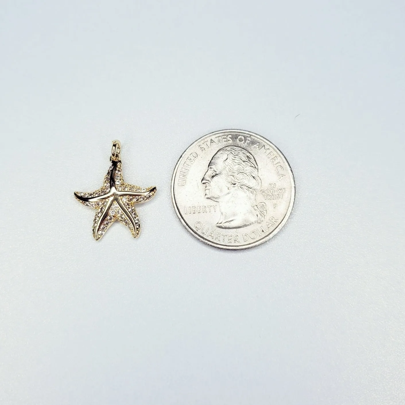 18K Gold Filled Starfish Micro Pave Cubic Zirconia Charm