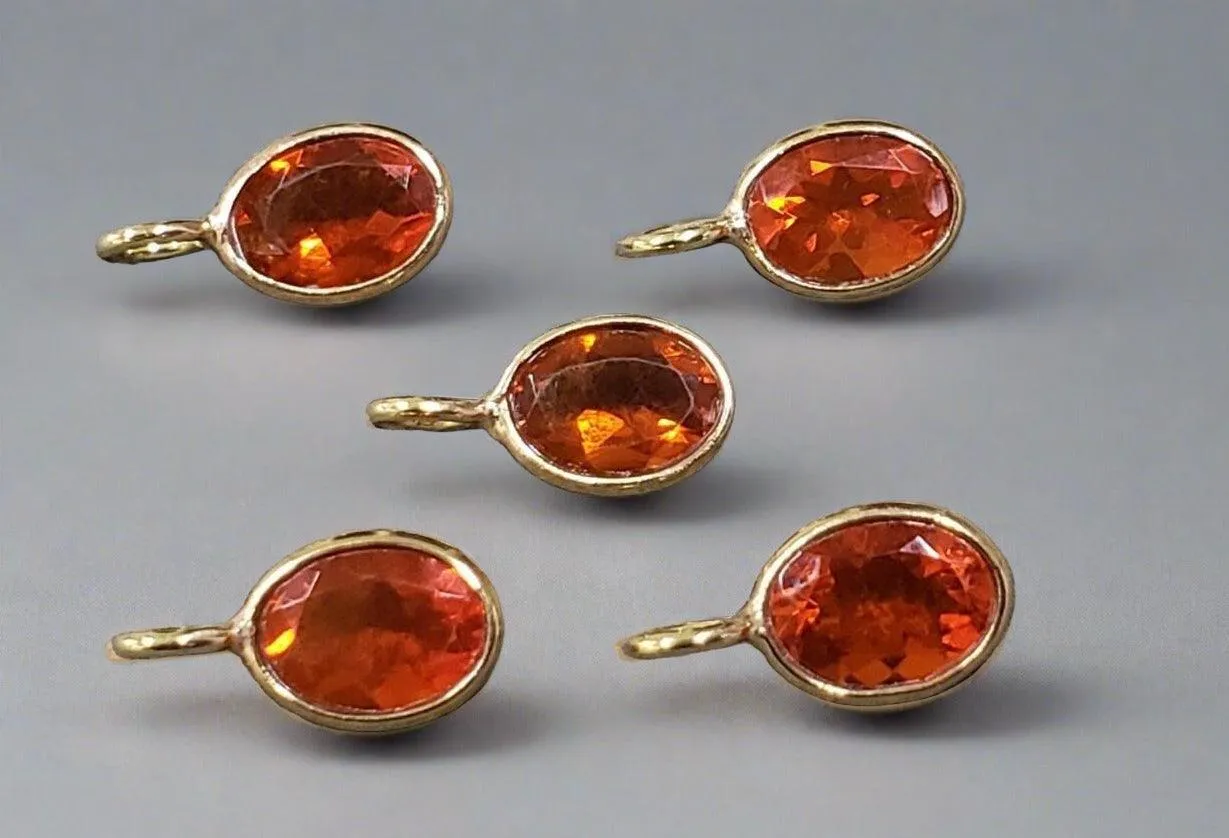 18k Gold Mexican Orange Opal Charms Oval Shape